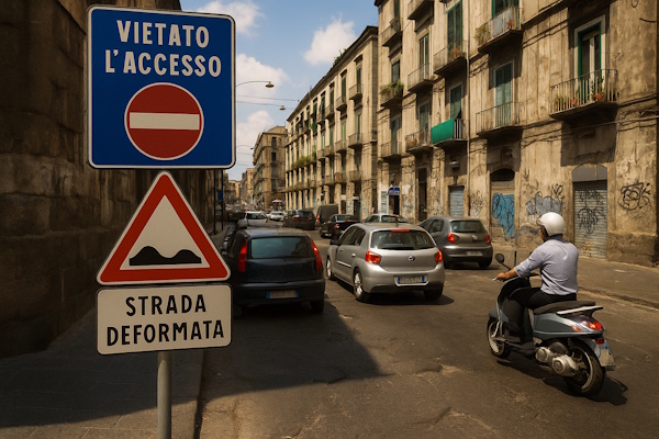 Autofahren in Neapel – Verkehrsszene im Stadtzentrum