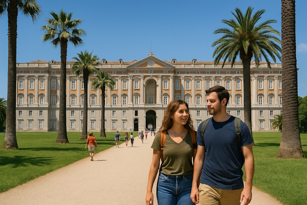 Touristen vor dem Palast Caserta