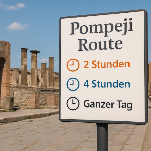 Dauer Besuch von Pompeji - Schild
