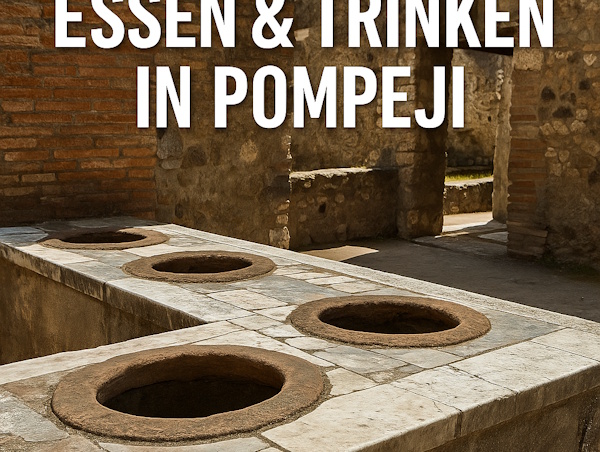 Die bekannten Essensbehälter in einem ausgegrabenen Restaurant in Pompeji