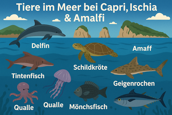 Tiere im Meer rund um Capri, Ischia und Amalfi